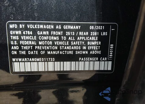 2021 Volkswagen Arteon 2.0T Se из США, поврежденный, VIN WVWAR7AN0ME011733